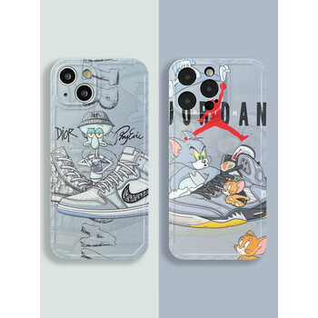 airjordan球鞋aj卡通联名章鱼哥猫和老鼠适用苹果14promax手机壳i