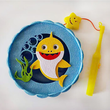 卡通手工灯笼幼儿园奥特曼春节纸花灯发光恐龙玩具礼物 蓝色 鲨鱼宝宝