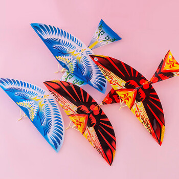 抛飞机特竹蜻蜓橡皮筋动力组装会飞扑翼鸟玩具 大号鲁班飞鸟二十个装