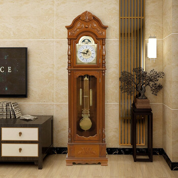 泓禾 honghe落地钟客厅机械 中式复古落地大座钟报时机械钟德国铜芯