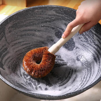 椰棕刷锅洗锅刷锅刷子洗碗刷子厨房用刷长柄清洁刷子洗碗神器 【木柄