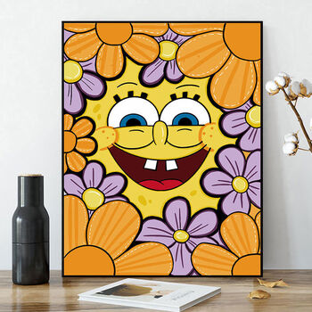 bk251海绵宝宝笑脸 30*40无框颜料画布画笔