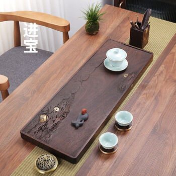实木茶台家用办公茶托中式功夫茶具套装整块原木茶海黑檀木干泡台中式