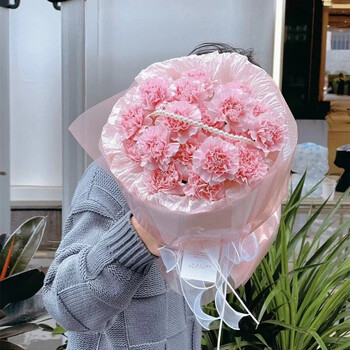 节手工花束小众生日礼物实用送妈妈花束干花香皂花永生花 粉色康乃馨