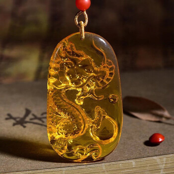 龙延香挂件 天然老蜜蜡龙牌吊坠男女十二生肖龙延香龙凤项链挂件长款