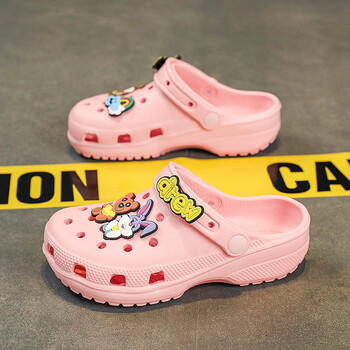 拖鞋夏季防滑外穿洞洞鞋中大童踩屎感女孩宝宝包头凉拖鞋05粉色25码