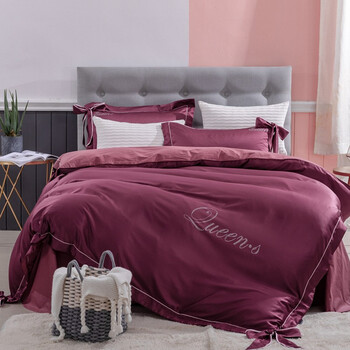 妤宸家纺 水洗真丝四件套贡缎提花床上用品柔顺丝滑被套床单双人床上