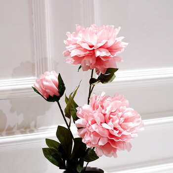 餐桌花假花藤条塑料花仿真花摆件高仿真真落地大牡丹花束 客厅玄关