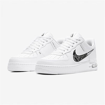 库半空军一号女air   low 白黑 白蓝 手绘涂鸦空军一号板鞋 cw75nike
