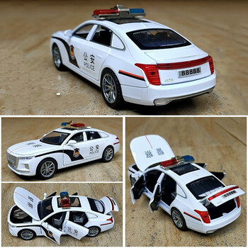 霓梦琳六开门合金警车红旗h9小仿真110男孩公安警察车 黑色-红旗特警