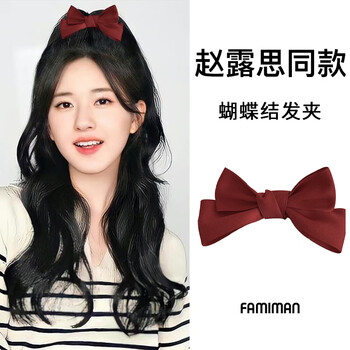 晞磐祈 赵露思发夹 赵露思红色蝴蝶结顶夹女网红气质发夹侧边刘 红色