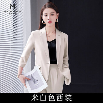 【摩纳什丹yana6018】摩纳什丹 西装女2022款高端设计感七分袖小西服