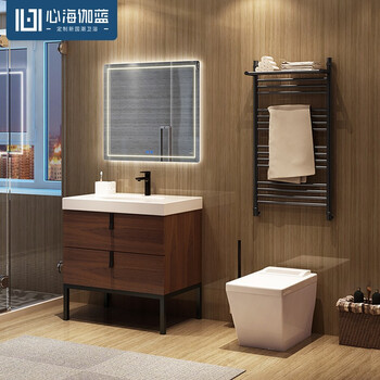 心海伽蓝北欧洗手洗脸台盆柜工业轻奢落地式智能镜灯洗漱台浴室柜4332 20城包配送安装0 8米落地柜胡桃色 图片价格品牌报价 京东