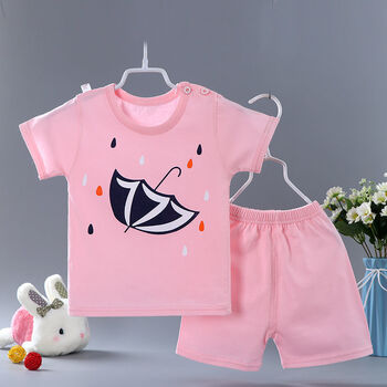 策柒儿童短袖套装夏季宝宝短裤男童夏装半袖女童恤婴儿衣服04岁短套