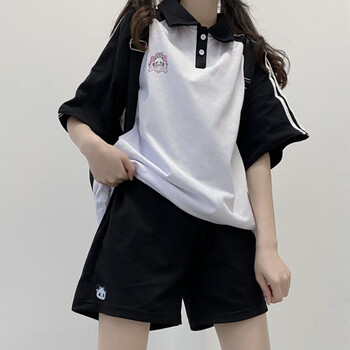 休闲运动套装女学院风少女休闲运动套装女夏薄款初中学生韩版宽松两件