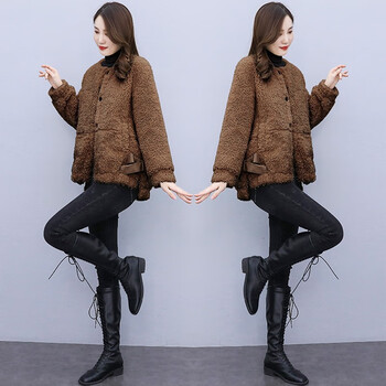 梵侈赫尔轻奢品牌名媛风羊羔毛外套女秋冬新短款2022年大衣加厚皮毛