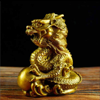 博与(boyu)十二生肖摆件像生肖龙辰龙黄铜宗教龙龙家居客厅办公室祈福
