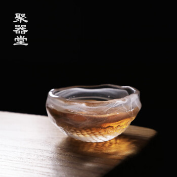 聚器堂古法手工琉璃茶杯耐热冰冻烧雪莲品茗杯个性主人杯创意玻璃功夫