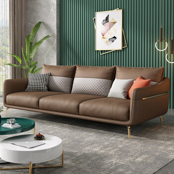 沙发小户型客厅沙发组合套装现代简约布艺沙发xca11深咖色三人位脚踏
