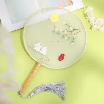 古风卡通团扇刺绣手工diy材料包初学者自己绣创意礼物双面扇子中国风