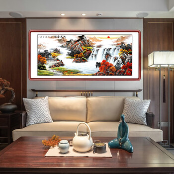 装饰画山水画风景挂画办公室国画沙发背景墙壁画招财字画 鸿运当头e