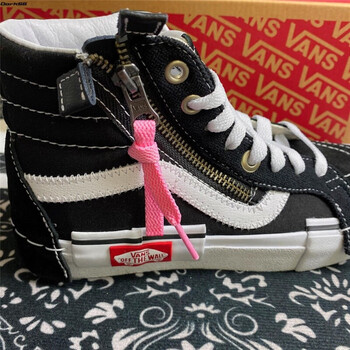 适配万斯vans解构sk8拉链鞋带短拉带彩虹配色拉链鞋带小鞋带粉红色
