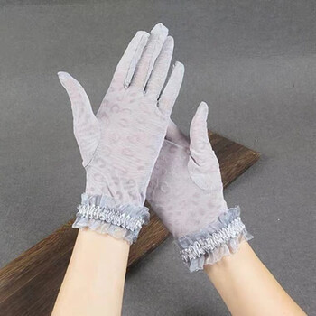 新品夏天手套女春夏季防晒手套女薄款豹纹性感蕾丝短款户外旅游复古