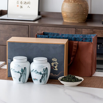 绿茶叶清香型国潮礼盒装400g中秋送礼送长辈遇见好茶双罐铁观音400克