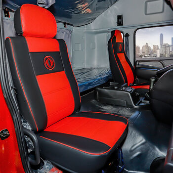 kl座套天锦kr货车全包座套jac货车更多咨询黑红皮革主驾驶一个座椅