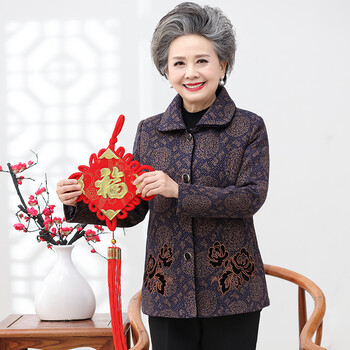 eynl 老人家秋天穿的衣服女老奶奶装外套双层加厚60-70岁80老年人