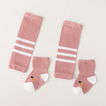 迪士尼宝宝袜子春秋纯棉新生婴儿过膝分体不勒长筒袜秋冬季护膝护腿袜