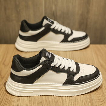 森马senma夏季透气潮流百搭白色休闲板鞋男士运动增高厚底真皮小白潮