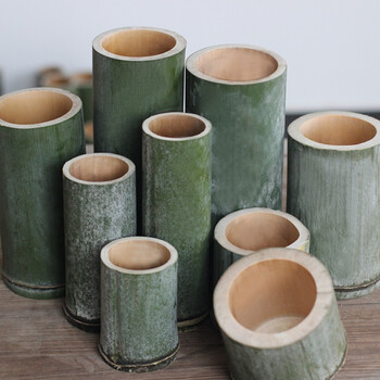 新鲜竹子带节竹筒楠竹筒饭筷筒手工竹制品竹筒碗竹节插花笔筒蒸筒 一