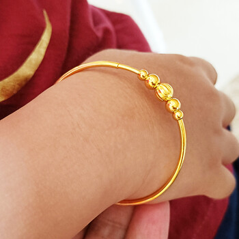 朵度手镯足金999宝宝金镯子男女款儿童小孩素金饰品真金首饰婴儿满月