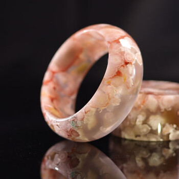 批发基地甄选原矿手镯高冰透立体飘花女龙纹牛血红捡漏 樱花玛瑙手镯