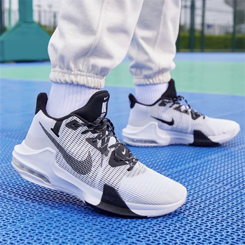 耐克nike男子篮球鞋实战缓震黑白低帮airmaximpact3dc372510042