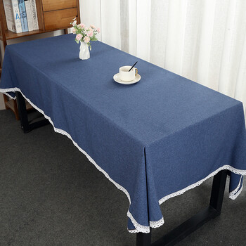 桌布防水加大长方形加宽会议茶几新中式茶桌布展会定制茶台布藏蓝色带