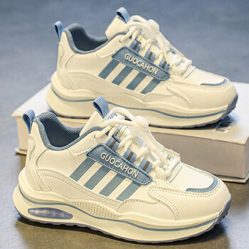 男童鞋子2023春季新款儿童休闲老爹小白潮鞋中大童男孩跑步运动鞋白兰