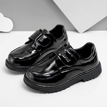 迪斯尼男童鞋皮鞋秋季2023新款儿童复古英伦风中大童黑色学生 黑色 27