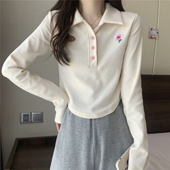 lachapellesport2023春季新款纯欲polo领长小众短款设计感洋气别致遮