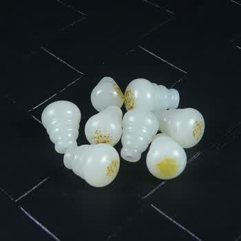 新疆和田玉白玉籽料三通和田玉籽料佛头三通手链佛珠配饰diy1cm
