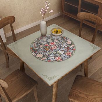 八仙桌桌布中式正方形桌布防水防油防烫免洗pvc不透明红木八仙桌中堂