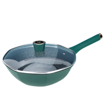 鲁道夫八角不粘锅炒锅平底炒菜锅 绿色八角锅智能款