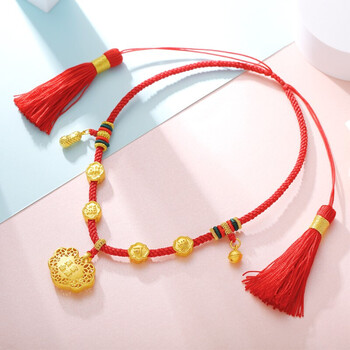 老凤凰黄金宝宝项圈999足金长命锁吊坠婴儿金锁项链新生儿童小孩满月