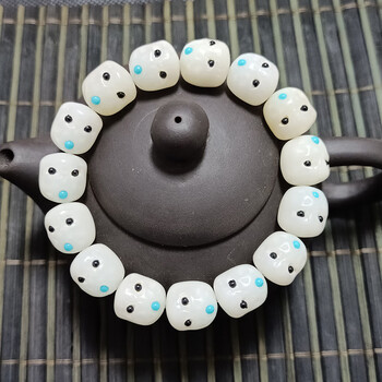 向小园菩提根阿呆手串风化佛珠配饰手链配珠男女款原生态雕刻饰品 白