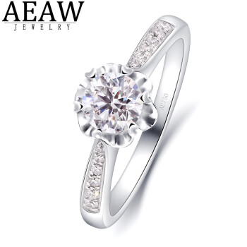 AEAW Jewelry白18K金镶人工培育钻石戒指 D色VVS净度人造钻石 定制款 IGI/50分/D/VVS2/3EX/N