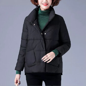 馨悠洁轻奢品牌棉服女2022新款洋气短款棉衣冬季外套装冬装加厚黑色