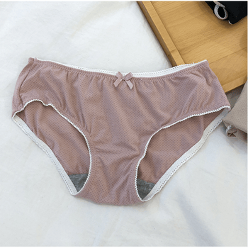 bra 日系蝴蝶结可爱少女内裤透气孔舒适三角裤底裤内搭打底 豆沙色