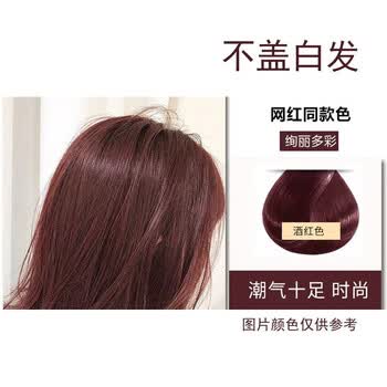 植染一洗彩染发剂2023年流行色焗油膏彩色炫彩染发膏男女通用 酒红色
