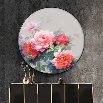 装饰画牡丹进门入户背景墙壁挂画现代简约 1(铝合金框 水晶烤瓷画芯)